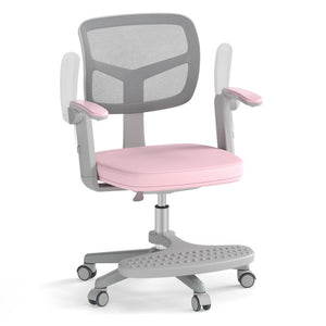Kids Desk Chair Children Study Chair with Adjustable Height Armrest and Footrest-Pink