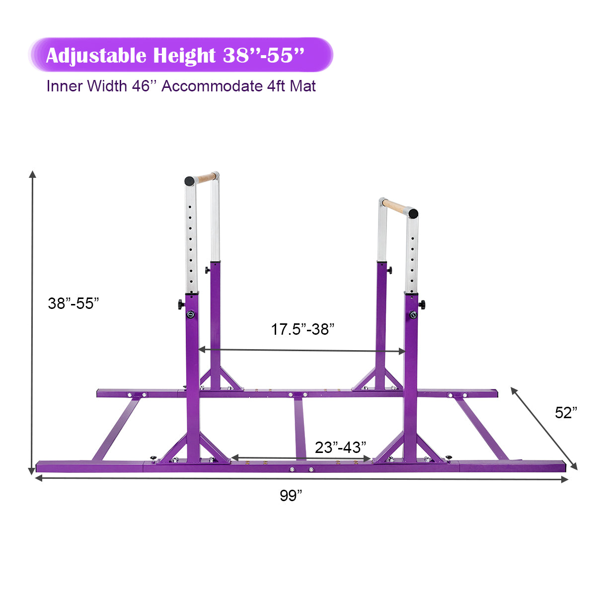 Kids Adjustable Width & Height Gymnastics Parallel Bars