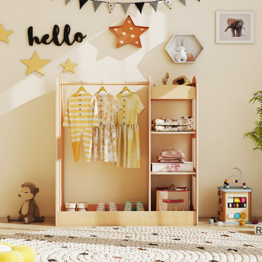 Kids Dress Up Storage with Mirror-Natural