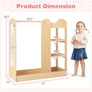 Kids Dress Up Storage with Mirror-Natural