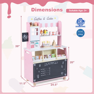 Kids Ice Cream Shop with 27 Accessories and Ice Cream Machine for Ages 3+-Pink