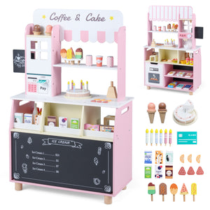 Kids Ice Cream Shop with 27 Accessories and Ice Cream Machine for Ages 3+-Pink