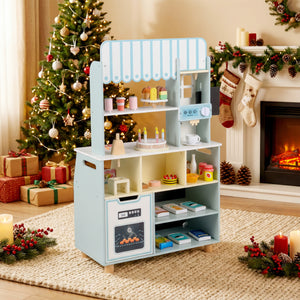 Kids Ice Cream Shop with 27 Accessories and Ice Cream Machine for Ages 3+-Blue