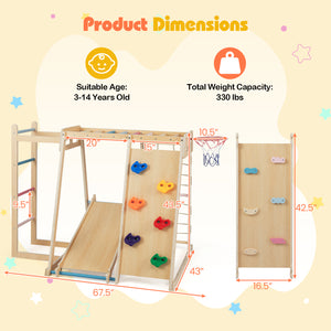 Kids Indoor Playground 6-in-1 Jungle Gym for 3-14 Years Olds-Macaron