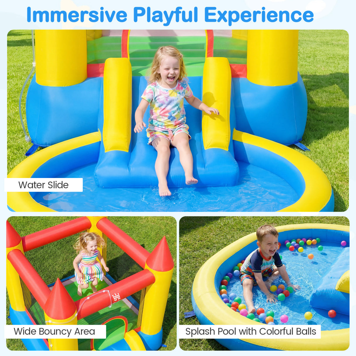 Kids Inflatable Bounce House Castle with Balls Pool and Bag