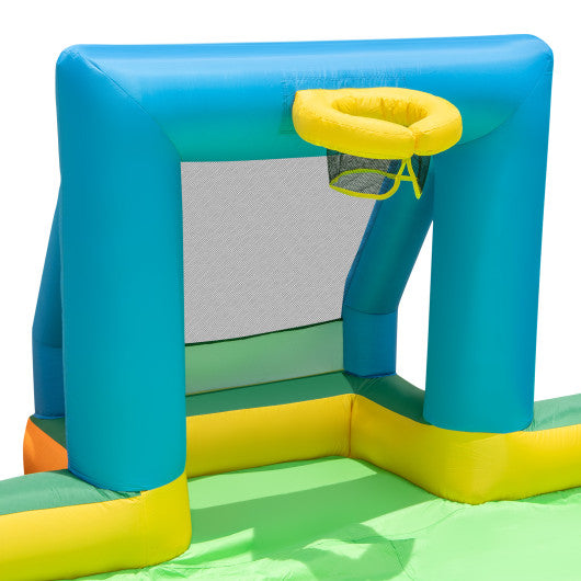 Kids Inflatable Water Slide with 2 Long Slides and 2 Soccer Gates with 950W Blower