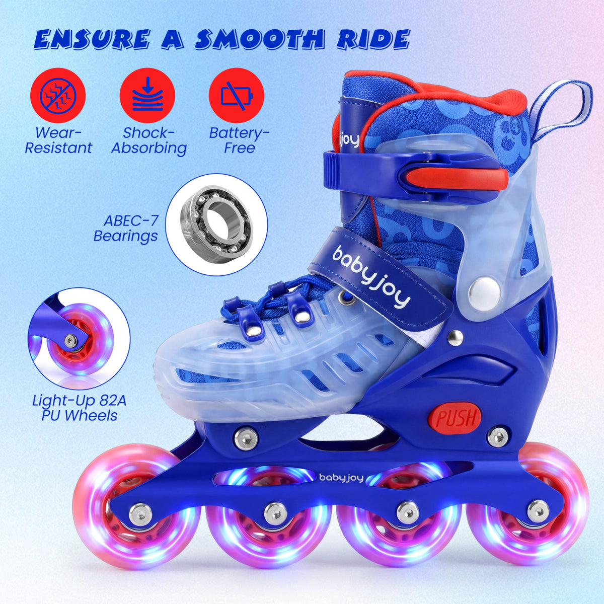 Kids Inline Skates with Light Up Wheels for Beginners Ages 9-14-Blue