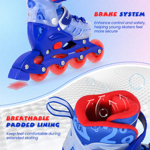 Kids Inline Skates with Light Up Wheels for Beginners Ages 9-14-Blue