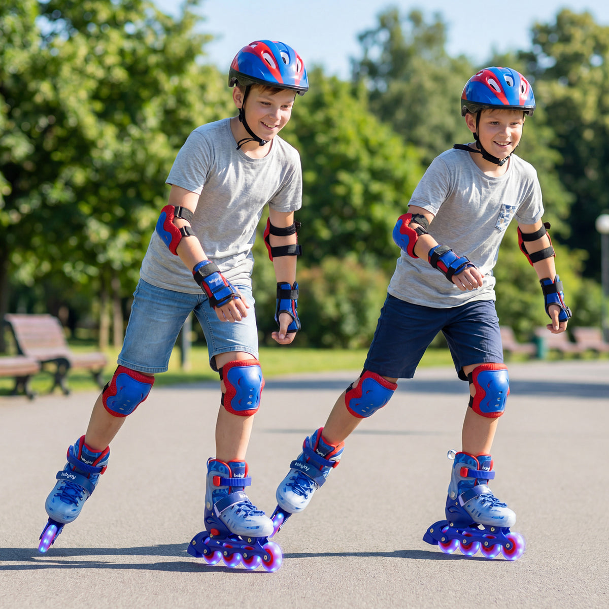Kids Inline Skates with Light Up Wheels for Beginners Ages 9-14-Blue