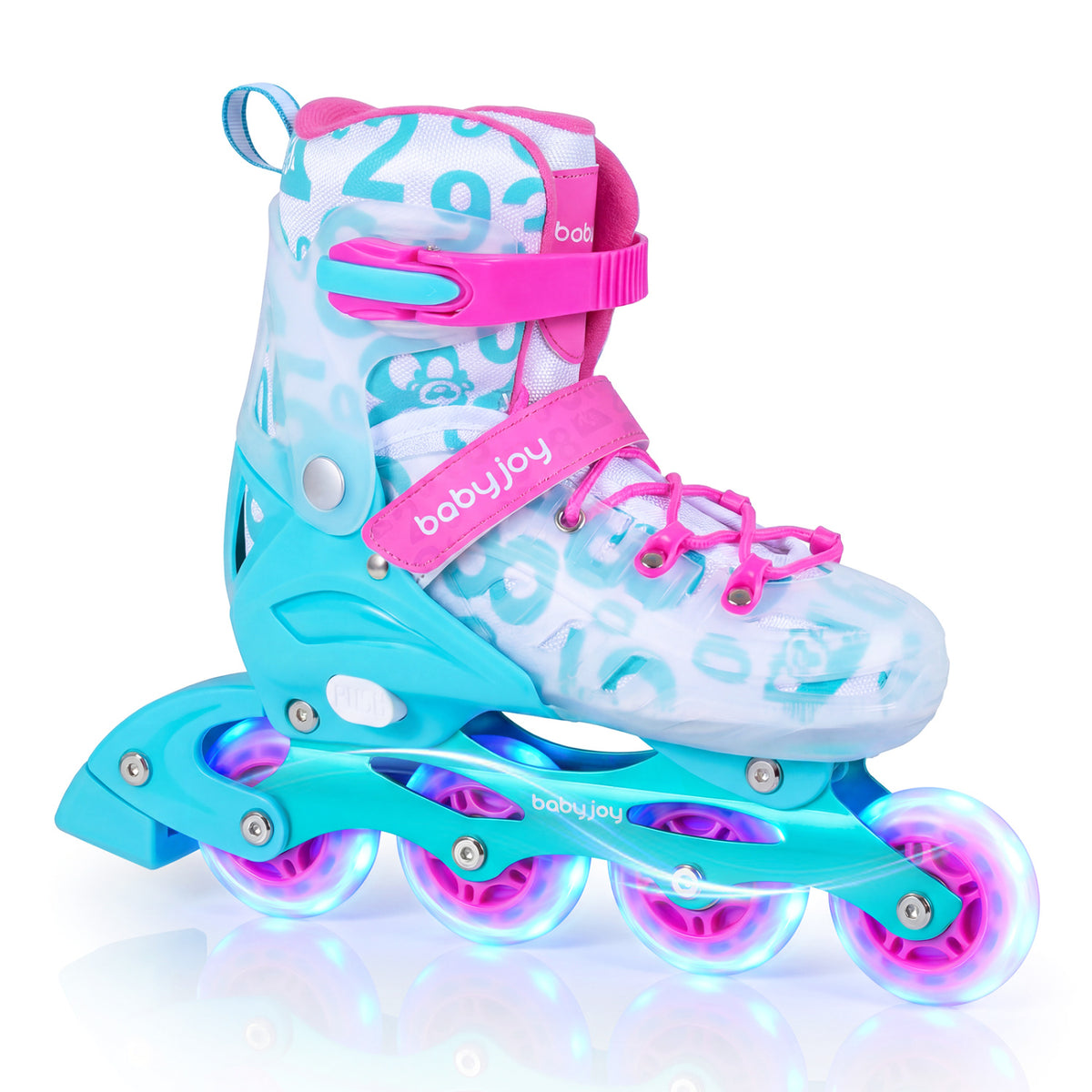 Kids Inline Skates with Light Up Wheels for Beginners Ages 9-14-Pink and Blue