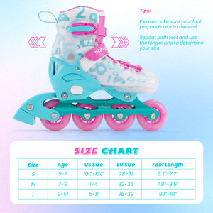 Kids Inline Skates with Light Up Wheels for Beginners Ages 9-14-Pink and Blue