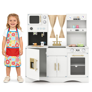 Kids Kitchen Playset with Microwave and Coffee Maker for Ages 3+-White