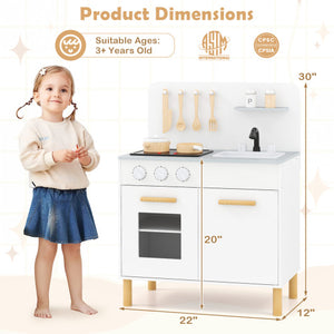 Kids Kitchen Playset with Cooking Accessories and Storage-White