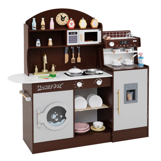 Kids Kitchen Set Wooden with Coffee Makers and Accessories-Coffee