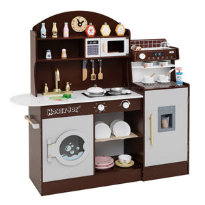 Kids Kitchen Set Wooden with Coffee Makers and Accessories-Coffee