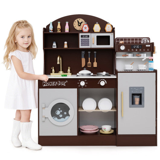 Kids Kitchen Set Wooden with Coffee Makers and Accessories-Coffee