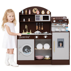 Kids Kitchen Set Wooden with Coffee Makers and Accessories-Coffee