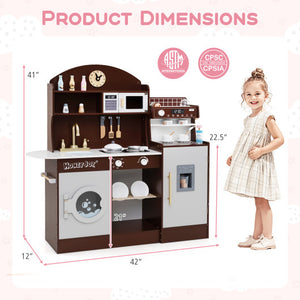 Kids Kitchen Set Wooden with Coffee Makers and Accessories-Coffee