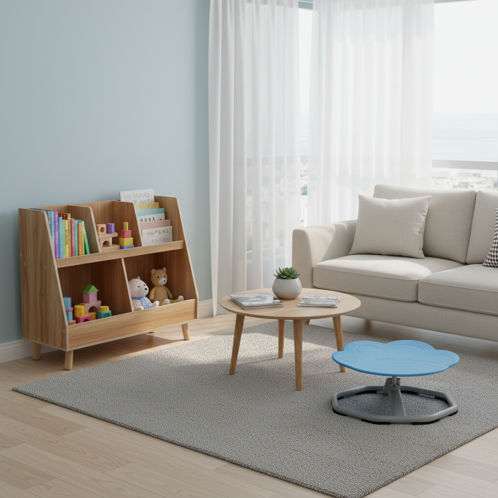 Kids Learning & Play Essentials Bundle  ” Bookshelf + 4-in-1 Activity Table Set + 360 ° Swivel Chair