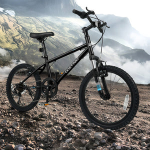 Kids Mountain Bike 20 24 Inch Child Bicycle for Boys Girls Aged 8+ Years Old Black-20 Inch