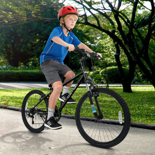 Kids Mountain Bike 20 24 Inch Child Bicycle for Boys Girls Aged 8+ Years Old Black-24 Inch