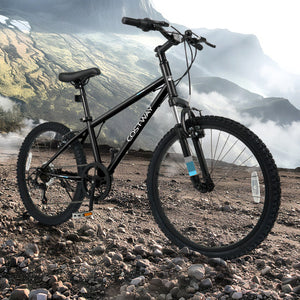 Kids Mountain Bike 20 24 Inch Child Bicycle for Boys Girls Aged 8+ Years Old Black-24 Inch