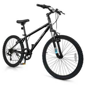 Kids Mountain Bike 20 24 Inch Child Bicycle for Boys Girls Aged 8+ Years Old Black-24 Inch