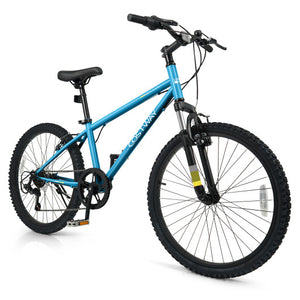 Kids Mountain Bike 20 24 Inch Child Bicycle for Boys Girls Aged 8+ Years Old Blue-24 Inch