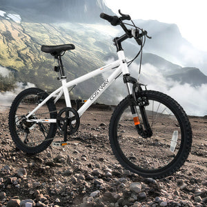 Kids Mountain Bike 20 24 Inch Child Bicycle for Boys Girls Aged 8+ Years Old White-20 Inch