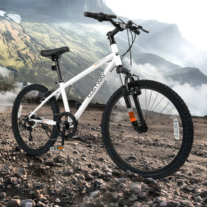Kids Mountain Bike 20 24 Inch Child Bicycle for Boys Girls Aged 8+ Years Old White-24 Inch