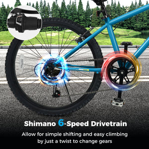 Kids Mountain Bike 20 Inch Child Bicycle for Boys Girls Aged 8+ Years Old Blue