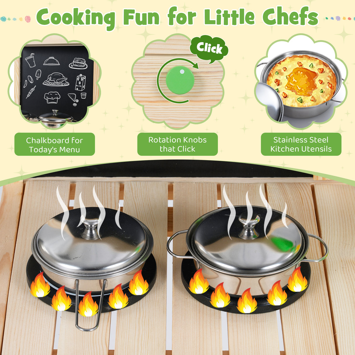 Kids Mud Kitchen Play Pretend Kitchen with Chalkboard for Kids Aged 3+