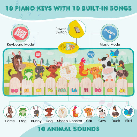 Kids Musical Mat Indoor Outdoor Animal Farm Piano