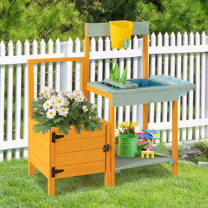 Kids Outdoor Potting Bench with See-Through Window