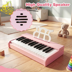 Kids Piano Keyboard 30 Keys Digital Piano with Music Stand for 3+ Years Old Beginners-Pink