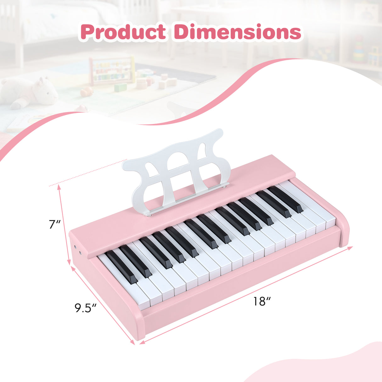 Kids Piano Keyboard 30 Keys Digital Piano with Music Stand for 3+ Years Old Beginners-Pink