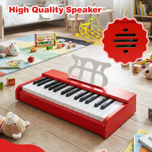 Kids Piano Keyboard 30 Keys Digital Piano with Music Stand for 3+ Years Old Beginners-Red