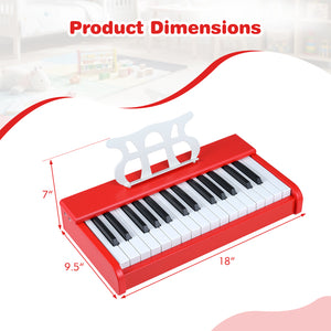 Kids Piano Keyboard 30 Keys Digital Piano with Music Stand for 3+ Years Old Beginners-Red