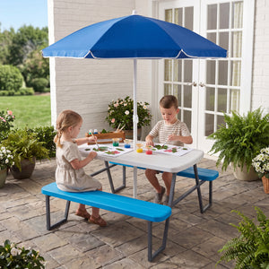 Kids Picnic Table with Benches Seats up to 4-Blue