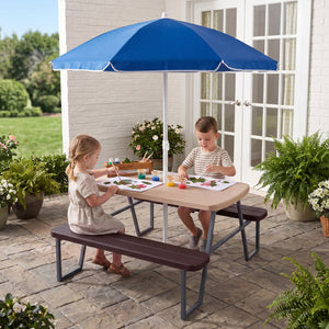 Kids Picnic Table with Benches Seats up to 4-Brown