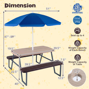 Kids Picnic Table with Benches Seats up to 4-Brown