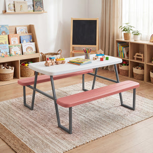 Kids Picnic Table with Benches Seats up to 4-Pink