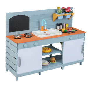 Kids Play Kitchen Set with Stoves for Boys Girls Aged 3-8-Blue