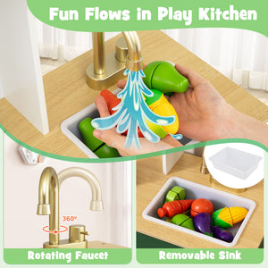 Kids Play Kitchen with Microwave and Rotation Knobs for Girls Boys Aged 3-6-Green