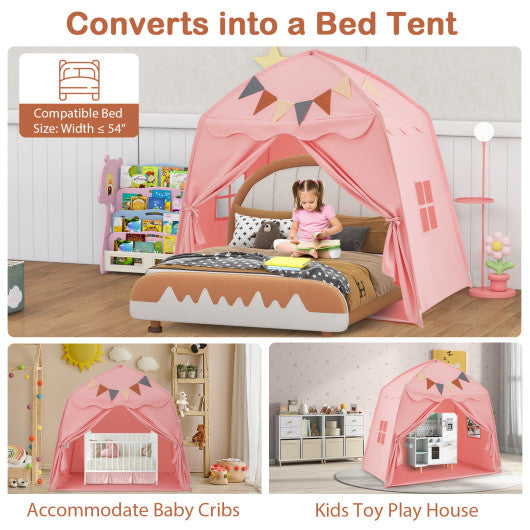 Kids Play Tent Bed Tent with String Lights Extra Large Playhouse Tent-Pink