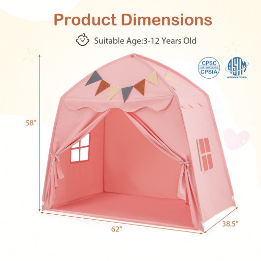 Kids Play Tent Bed Tent with String Lights Extra Large Playhouse Tent-Pink