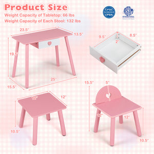 Kids Pretend Nail Salon Playset with Wooden Toddlers Makeup - Pink