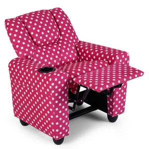 Kids Recliner Chair Push Back Toddler Reclining Armchair with Cup Holder-Red
