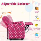 Kids Recliner Chair Push Back Toddler Reclining Armchair with Cup Holder-Pink