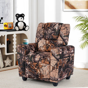 Kids Recliner Chair Push Back Toddler Reclining Armchair with Cup Holder-Camouflage